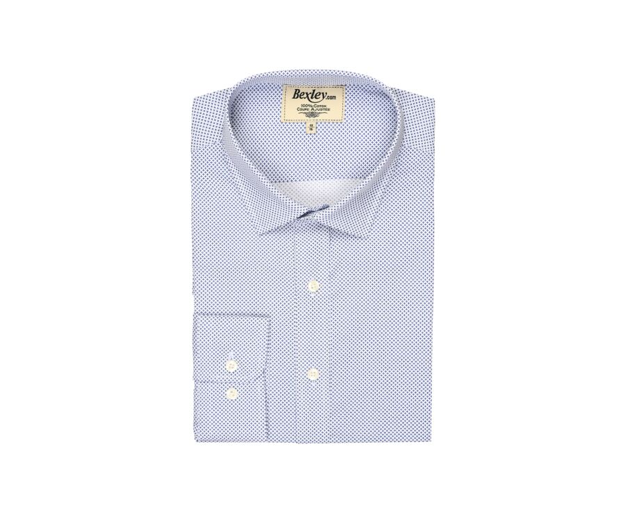 White shirt printed - blue patterns - Straight collar - BERANGER