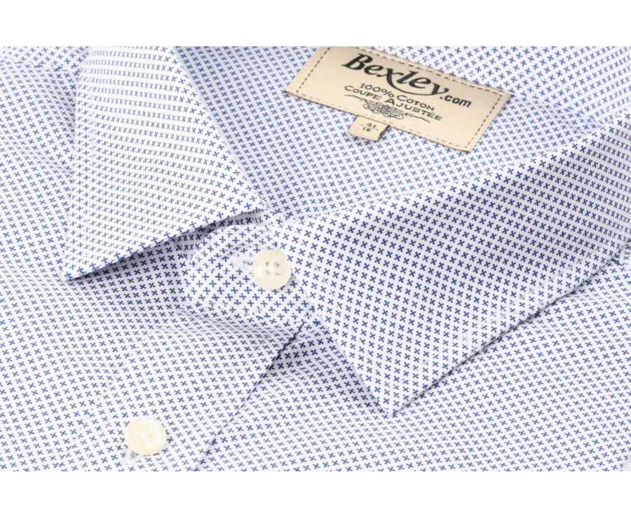 White shirt printed - blue patterns - Straight collar - BERANGER