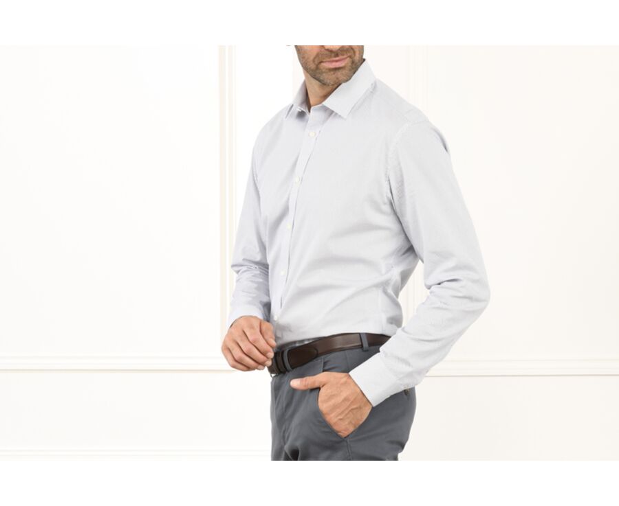 White shirt printed - blue patterns - Straight collar - BERANGER