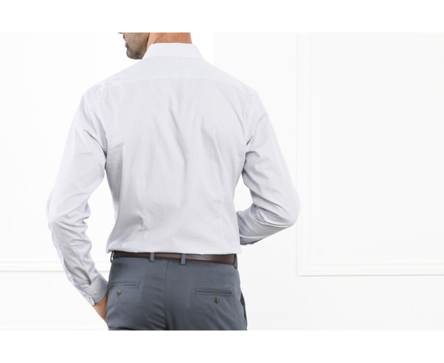 White shirt printed - blue patterns - Straight collar - BERANGER