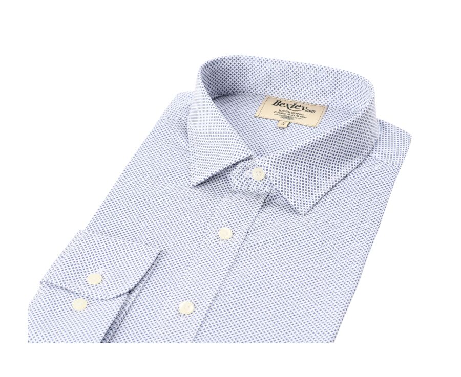 White shirt printed - blue patterns - Straight collar - BERANGER