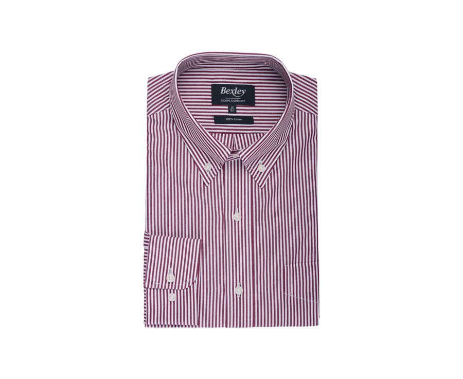 Men's poplin shirt – Burgundy & White  Checks - MARLON