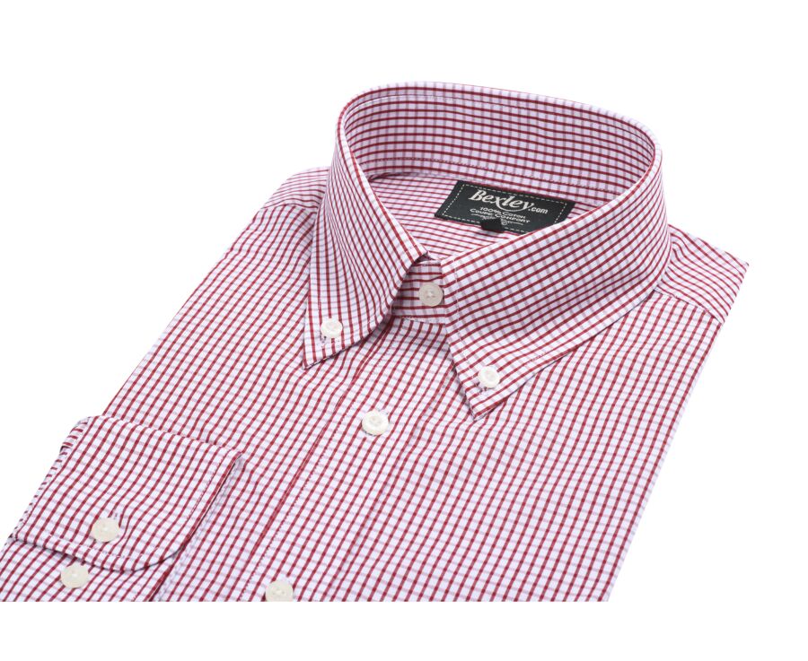 White Cotton shirt with red checks - Pocket - SCOTT