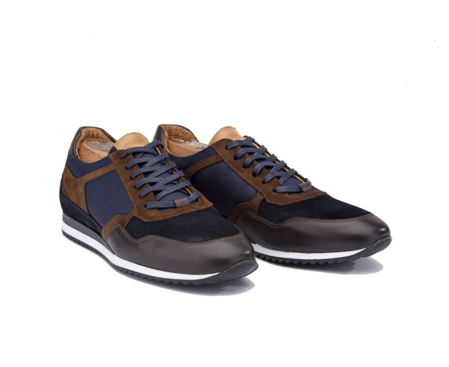Chocolate and Navy suede Men's Trainers - CORUNNA
