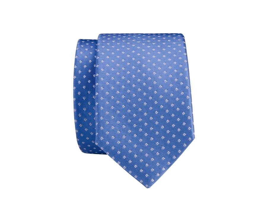 Sky Blue Square Pattern Silk Tie