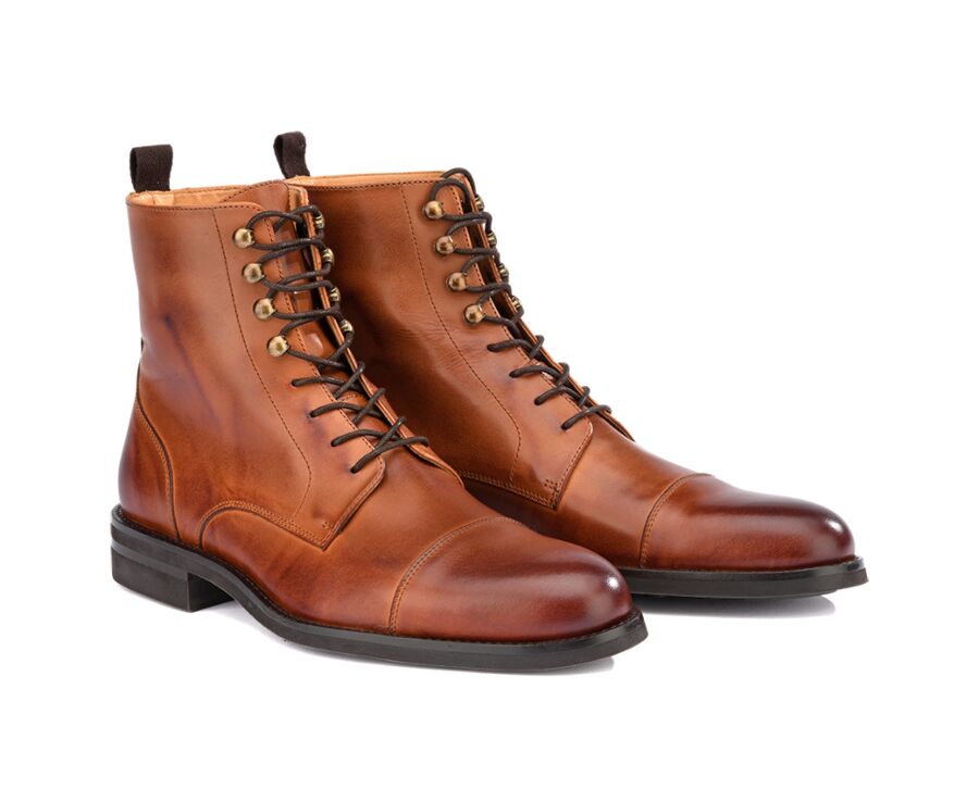 Patina Chestnut lace-up Boots Derby - ENFIELD II GOMME CITY