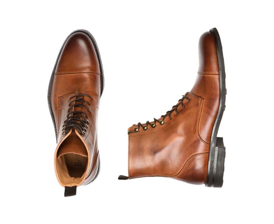 Patina Chestnut lace-up Boots Derby - ENFIELD II GOMME CITY