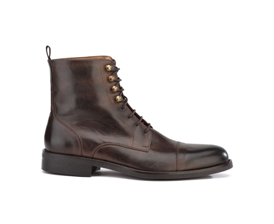 Patina Chocolate lace-up Boots Derby - ENFIELD II GOMME CITY