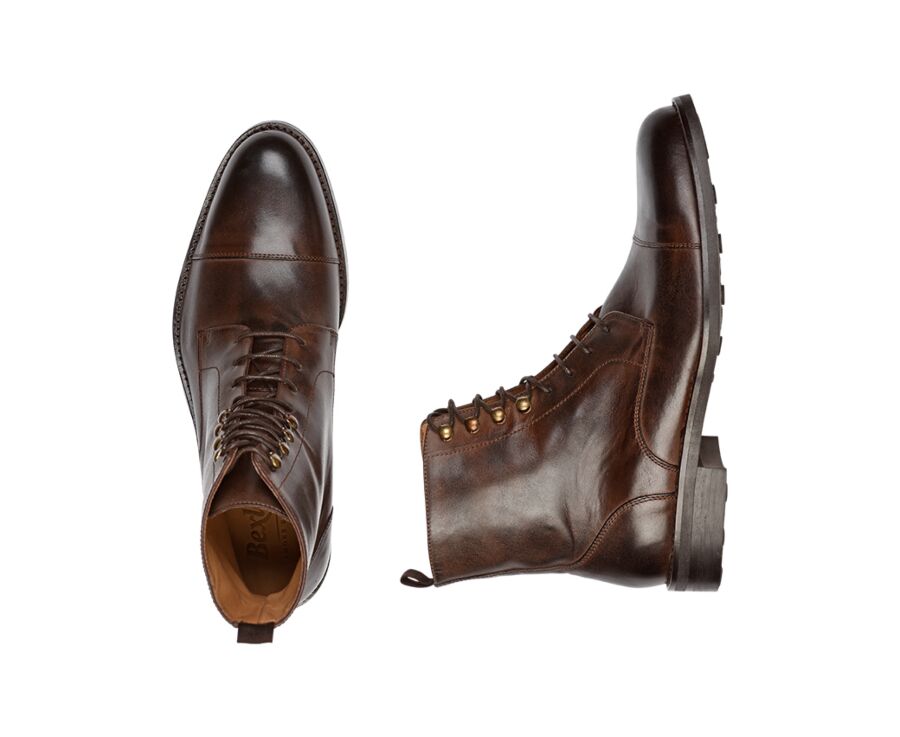 Patina Chocolate lace-up Boots Derby - ENFIELD II GOMME CITY