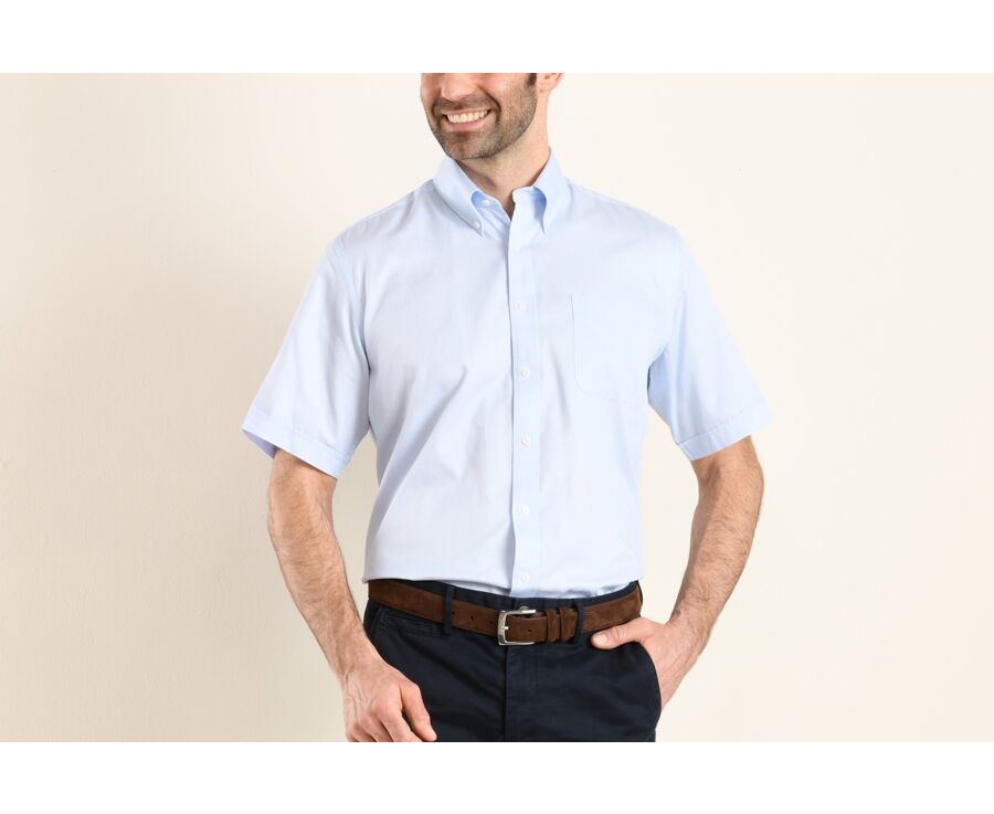 Pale Blue cotton shirt - American collar - PATRICK MC