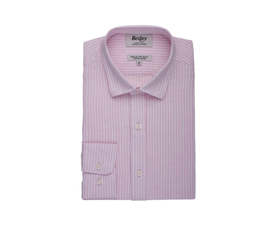 Pink & White cotton linen shirt - EDIBERT