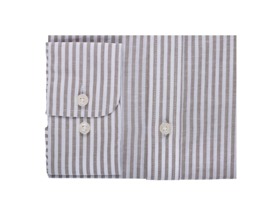 Taupe and White striped cotton linen shirt - EDIBERT