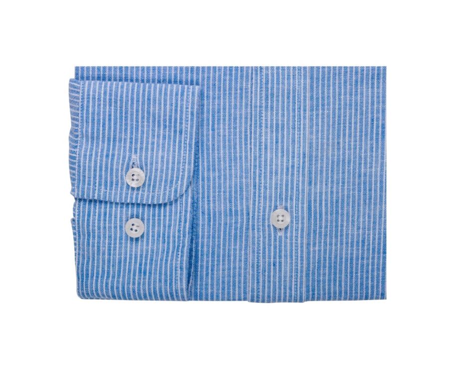 Blue & White trim cotton linen shirt - EDIBERT