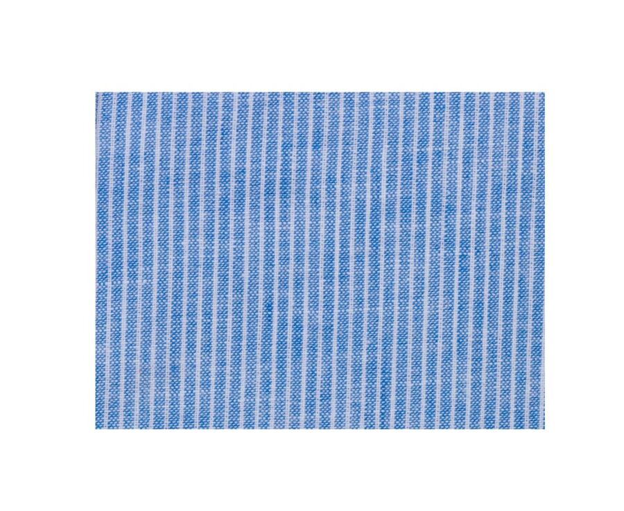 Blue & White trim cotton linen shirt - EDIBERT