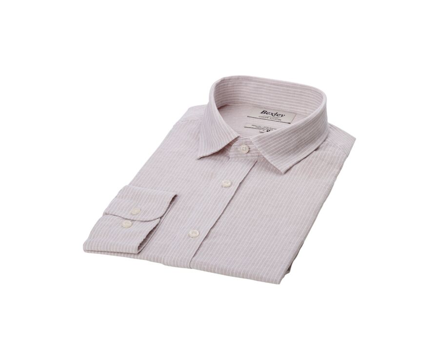 Beige & White trim cotton linen shirt - EDIBERT