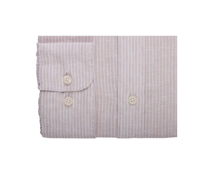 Beige & White trim cotton linen shirt - EDIBERT