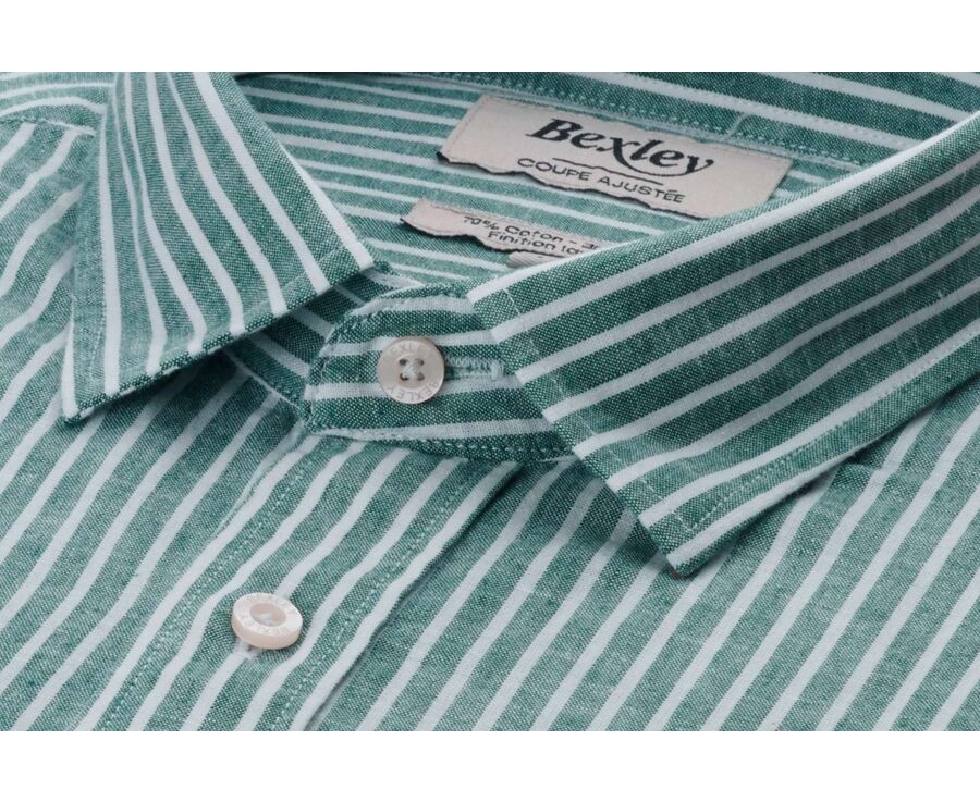 Green Chambray & White cotton linen shirt - EDIBERT