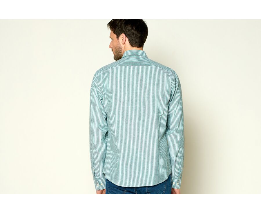Green Chambray & White cotton linen shirt - EDIBERT