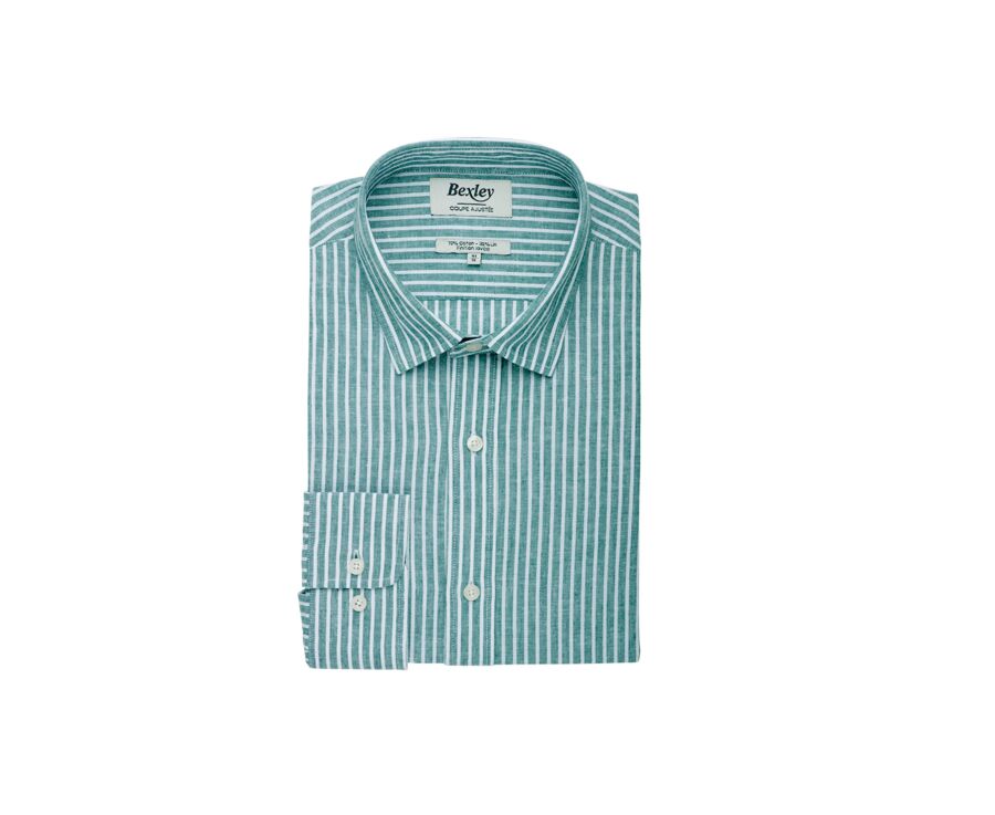 Green Chambray & White cotton linen shirt - EDIBERT
