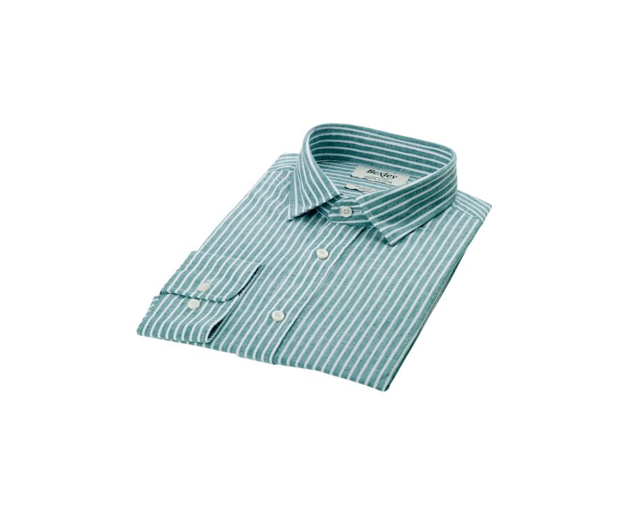 Green Chambray & White cotton linen shirt - EDIBERT
