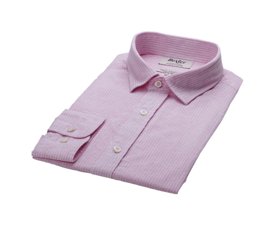 Pink & White trim cotton linen shirt - EDIBERT