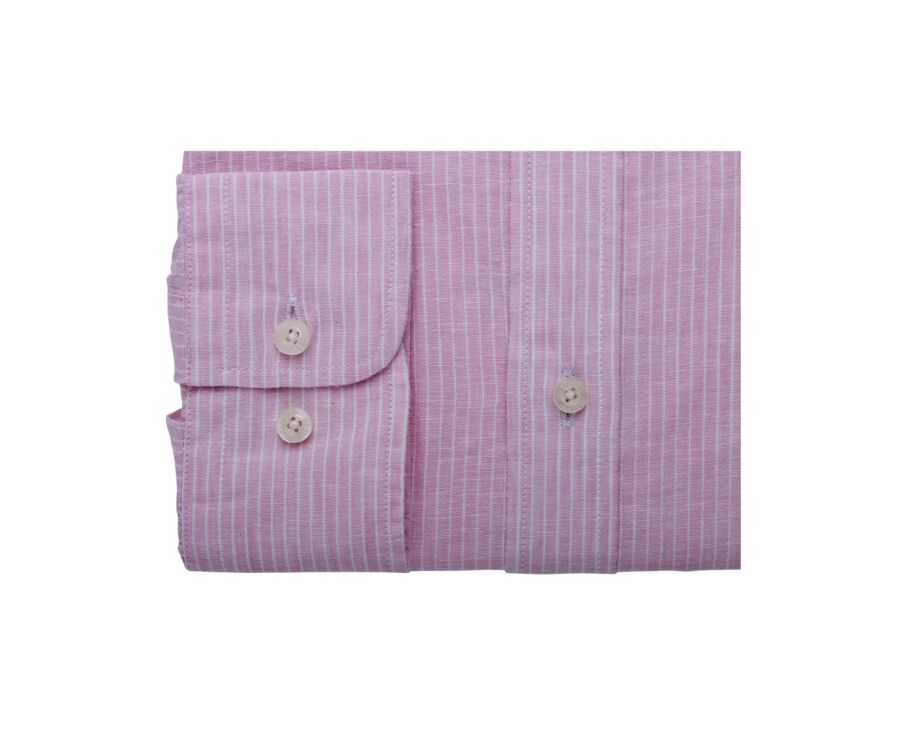Pink & White trim cotton linen shirt - EDIBERT