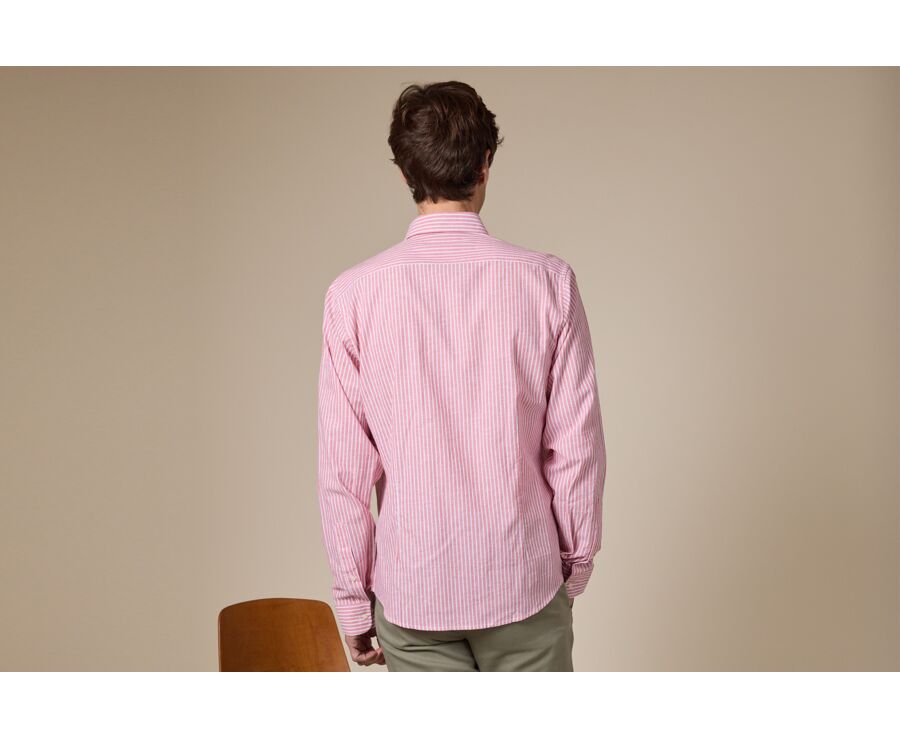 Old Pink and White cotton linen shirt - EDIBERT