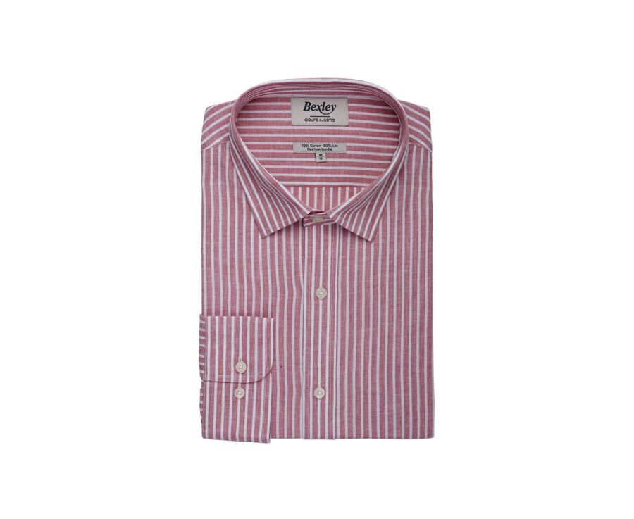 Old Pink and White cotton linen shirt - EDIBERT