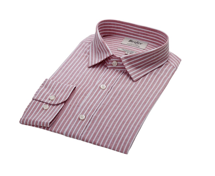 Old Pink and White cotton linen shirt - EDIBERT
