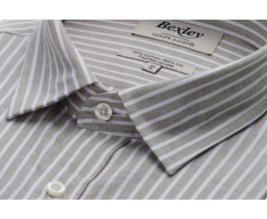 Linden Green and White Chambray cotton linen shirt - EDIBERT