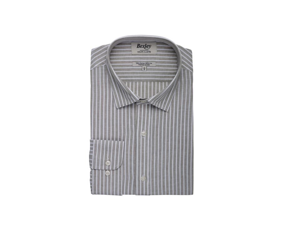 Linden Green and White Chambray cotton linen shirt - EDIBERT