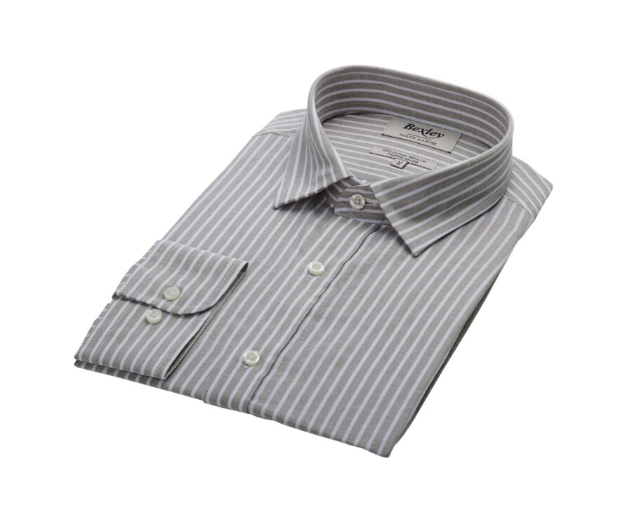 Linden Green and White Chambray cotton linen shirt - EDIBERT