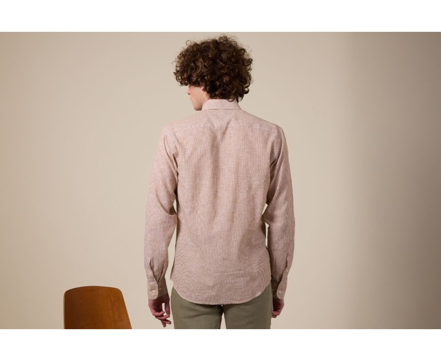 Camel Chambray with White Trim cotton linen shirt - EDIBERT