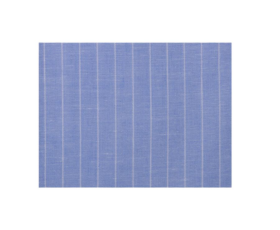 Blue & White trim cotton linen shirt - EDIBERT