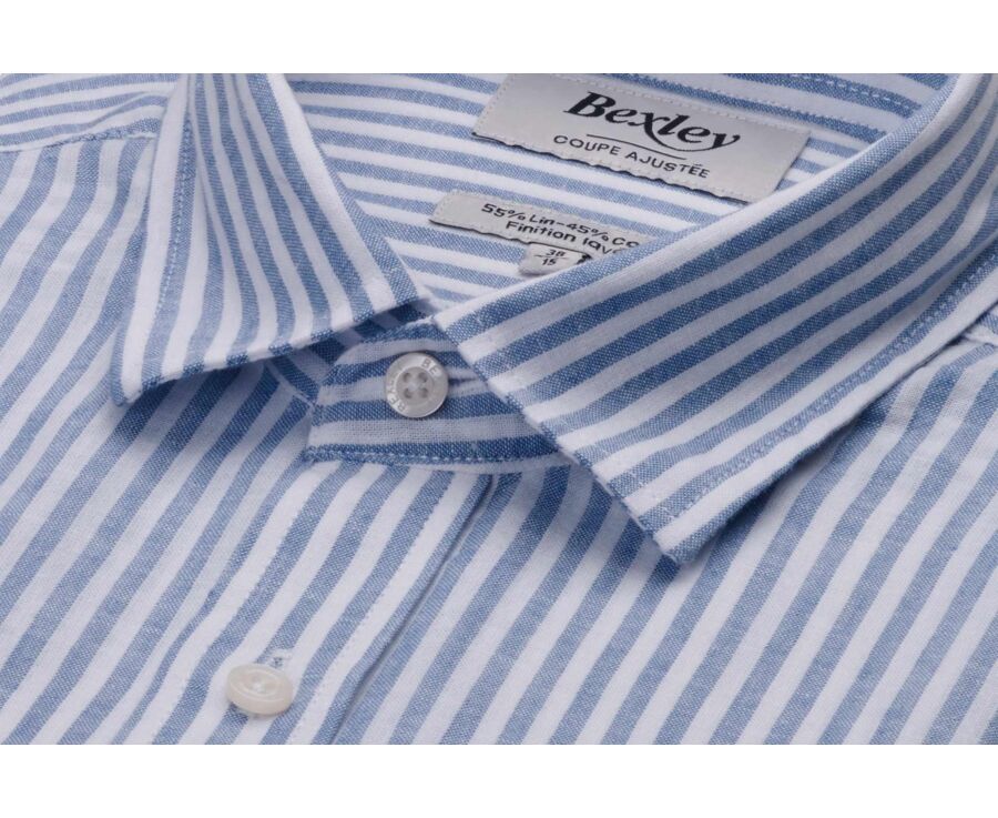 Chambray White and Greyish Blue cotton linen shirt - EDIBERT