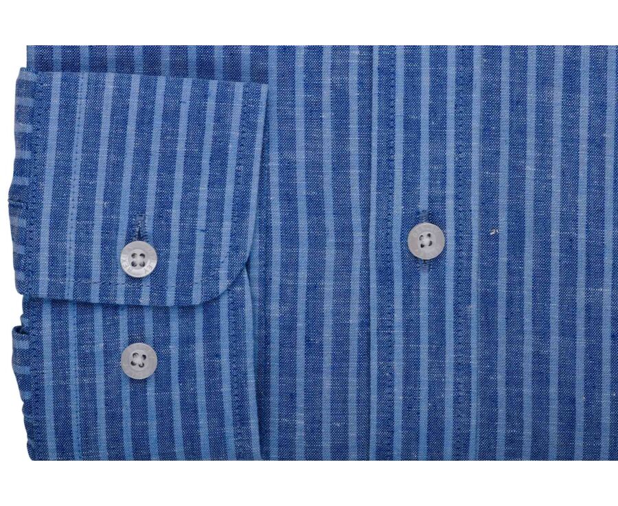 Ocean Blue & Blue Chambray cotton linen shirt - EDIBERT