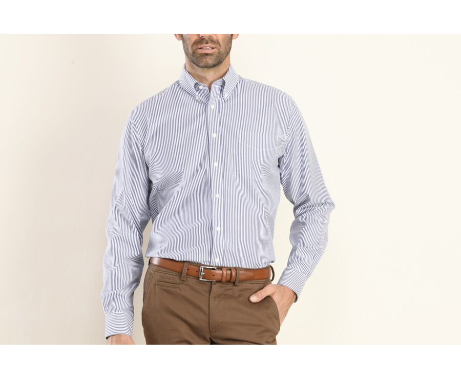 Ocean Blue and White striped shirt - KELLEN