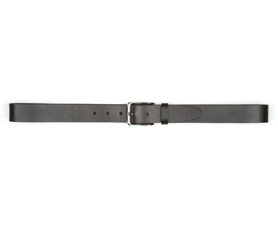 Men's Black Leather Belt - WESTWOOD II SILVER