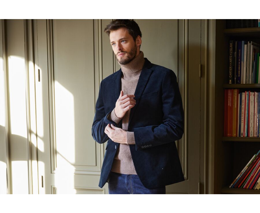 Men's Navy Suit Blazer - LÉONTILDE