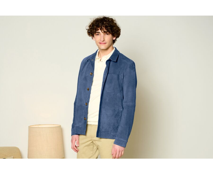 Blue Leather Jacket - FAUSTIN