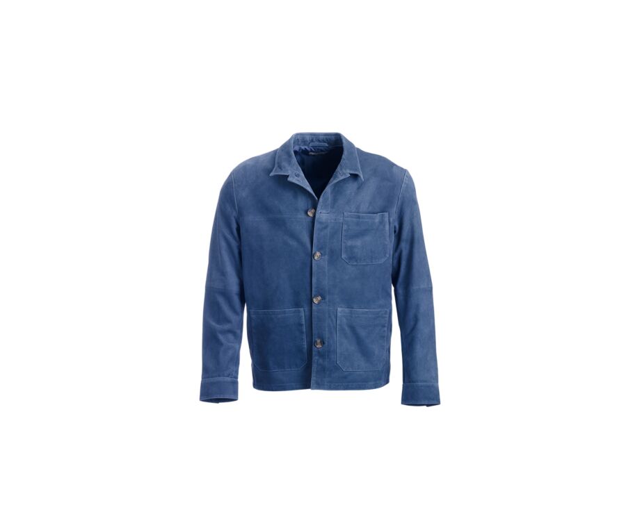 Blue Leather Jacket - FAUSTIN
