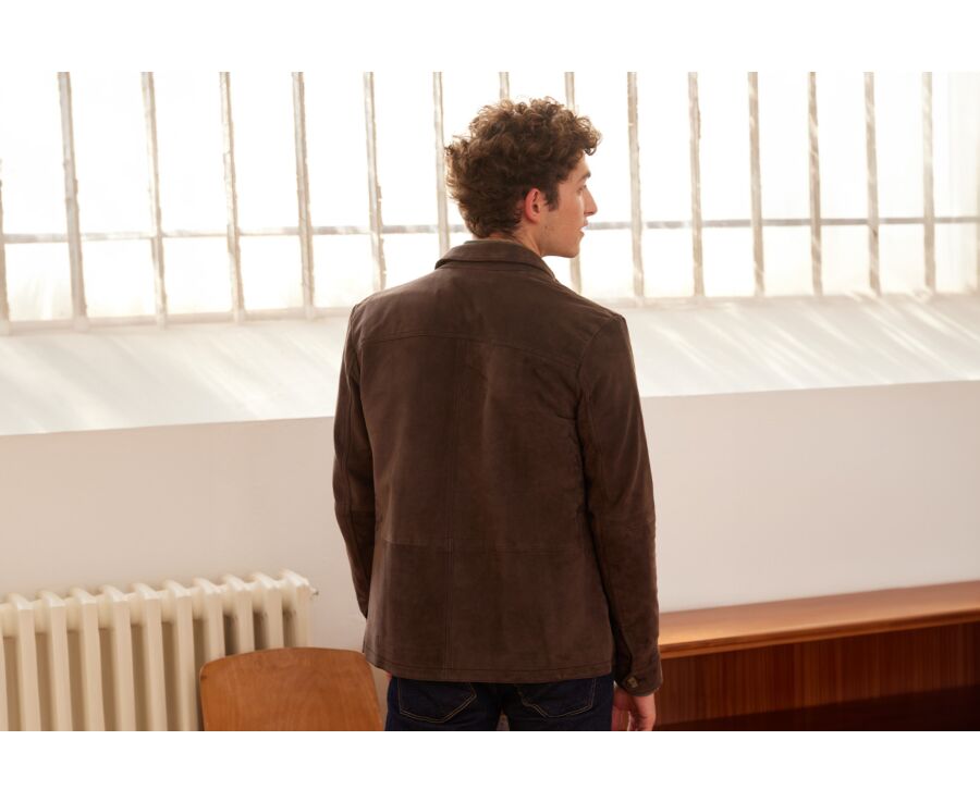 Men's Brown Suede Leather Jacket  - FAUSTIN