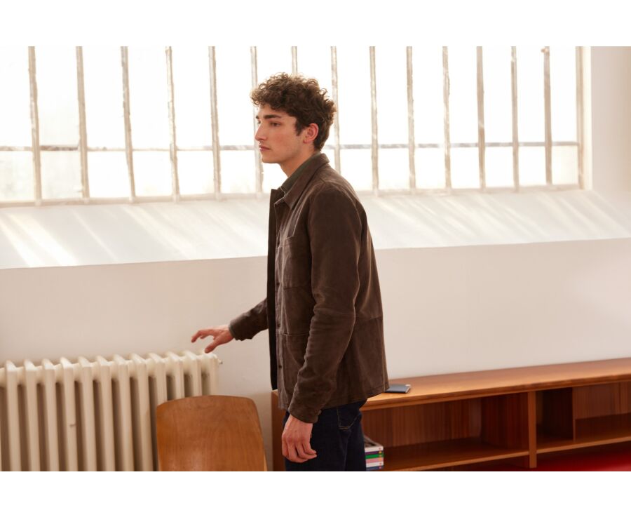 Men's Brown Suede Leather Jacket  - FAUSTIN