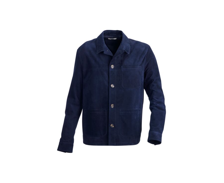 Navy Leather Jacket - FAUSTIN