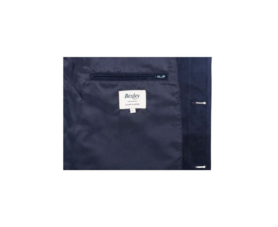 Navy Leather Jacket - FAUSTIN