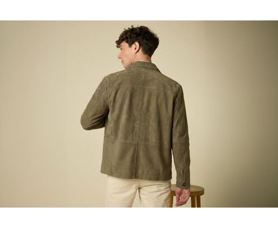 Khaki  Leather Jacket - FAUSTIN