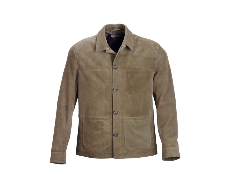 Khaki  Leather Jacket - FAUSTIN