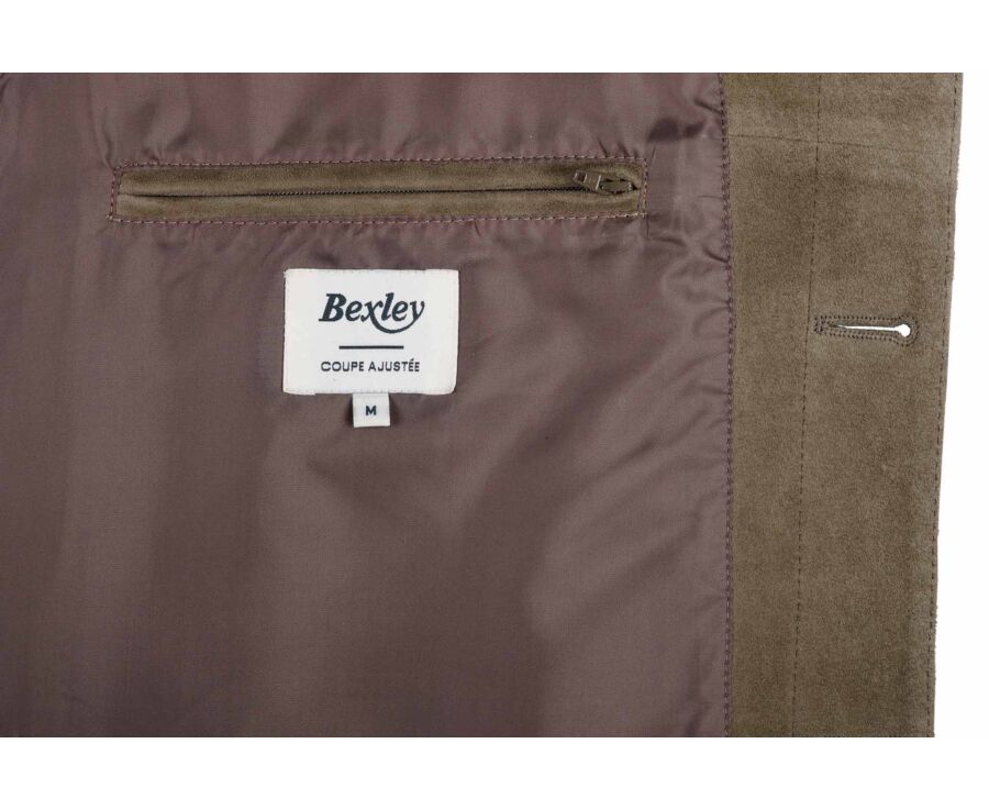 Khaki  Leather Jacket - FAUSTIN