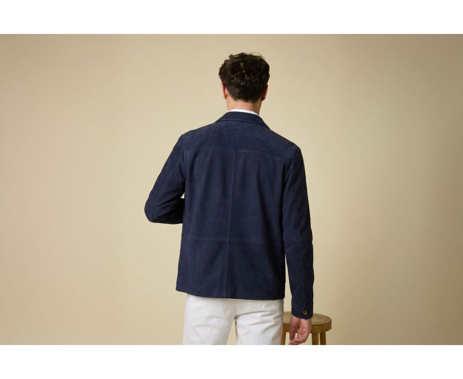 Navy  Leather Jacket - FAUSTIN