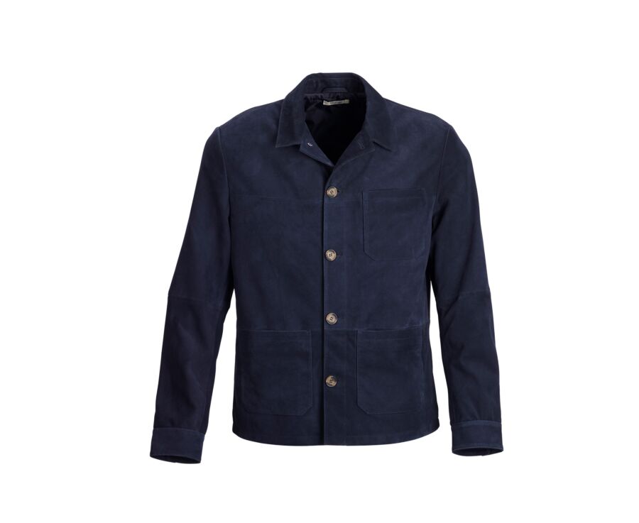 Navy  Leather Jacket - FAUSTIN